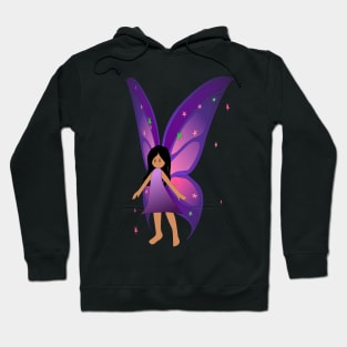 Fairy with Purple wings and long dark hair Hoodie